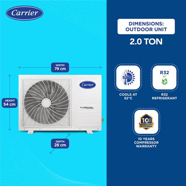 Buy Carrier 2 Ton 3 Star 24K DURAWHITE EXI Inverter R32 Split Ac - Vasanth & Co