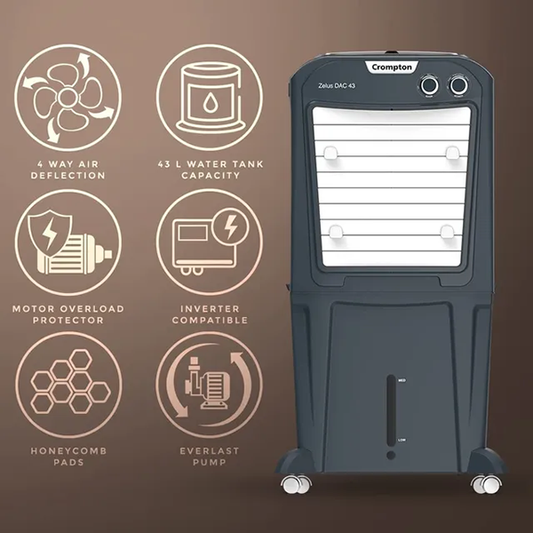 Buy Crompton 43 Litre ACGC-ZELUSDACA43 Desert Air Cooler - Vasanth and Co