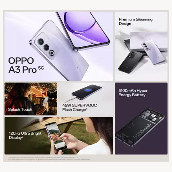 Buy OPPO A3 Pro 5G 8 GB RAM 128 GB Starry Black Mobile - Vasanth and Co