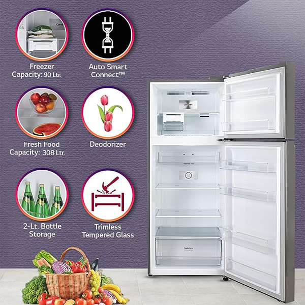 Buy LG 398 L 2 Star GL-S422SPZY Frost-Free Smart Inverter Double Door Refrigerator - Vasanth & Co