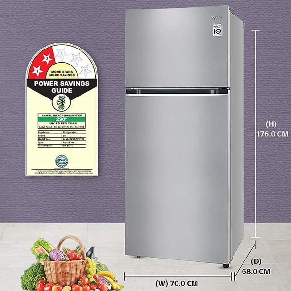 Buy LG 398 L 2 Star GL-S422SPZY Frost-Free Smart Inverter Double Door Refrigerator - Vasanth & Co