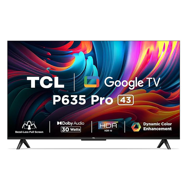 Buy TCL 43 inch 108 cm 43P635 Pro Bezel Less Full Screen Series Ultra HD 4K Smart LED Google TV - Vasanth and Co