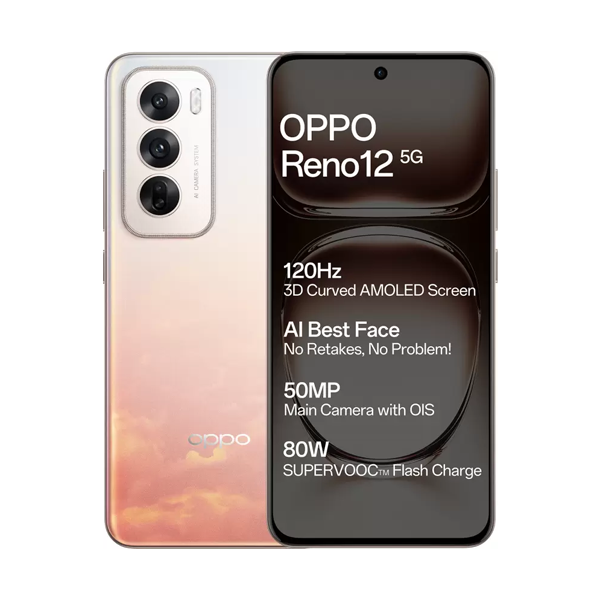 Buy Oppo Reno 12 (8+256 GB) Sunset Peach Mobile - Vasanth & Co