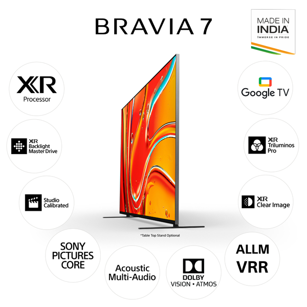 Buy Sony Bravia 7 Series 65 inch 164 cm K-65XR70 4K Ultra HD AI Smart Mini LED Google TV - Vasanth & Co