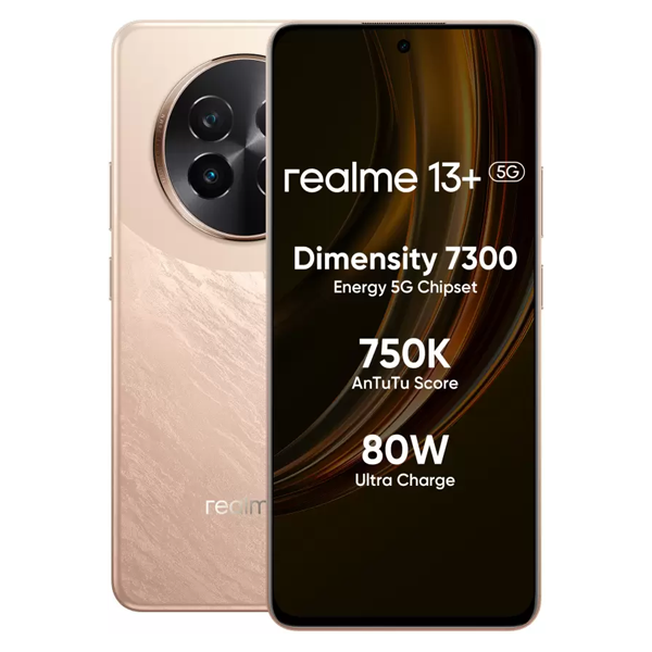 Buy Realme 13+ 5G(8/256) RMX5000Victory Gold Mobile - Vasanth & Co