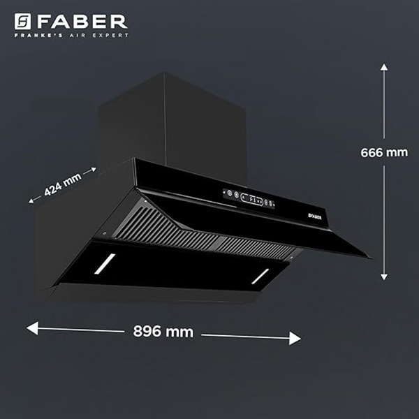 Buy Faber 90 CM Alpine FL HC Black Kitchen Chimney - Vasanth & Co