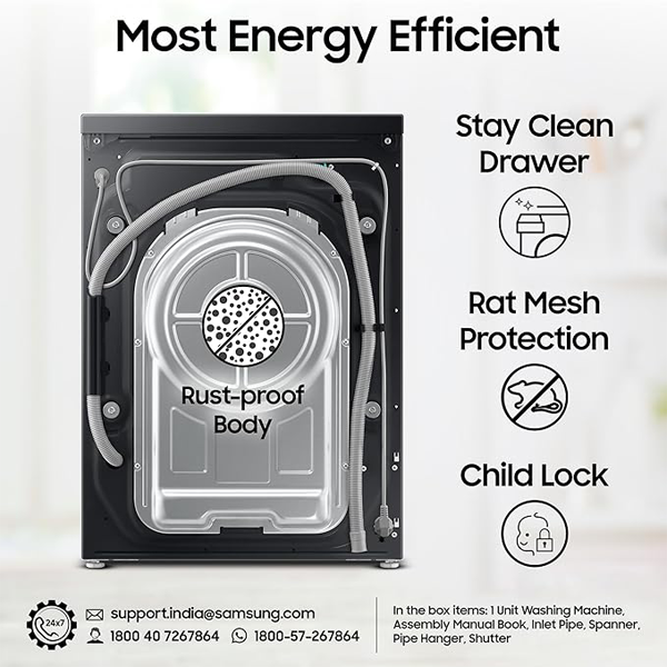 Buy Samsung 12 kg 5 Star WW12DB7B24GBTL Wi-Fi Inverter Fully Automatic Front Load Washing Machine - Vasanth & Co