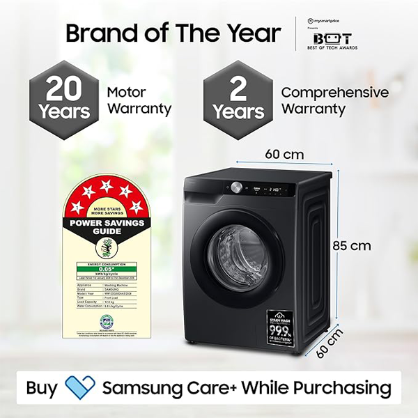 Buy Samsung 12 kg 5 Star WW12DG6B24ABTL Wi-Fi Inverter Fully-Automatic Front Load Washing Machine - Vasanth & Co