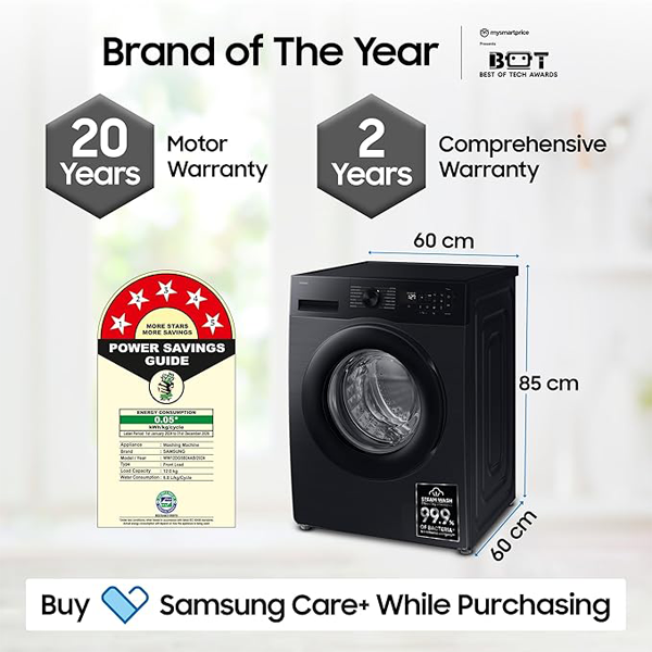 Buy Samsung 12 kg 5 star WW12DG5B24ABTL Front Load Washing Machine - Vasanth & Co