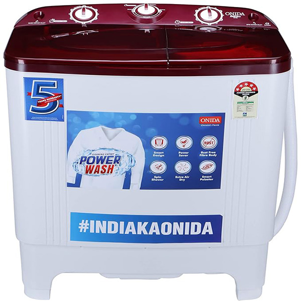 Buy Onida 6.5 kg 5 Star S65TR Red Semi Automatic Top Load Washing Machine - Vasanth & Co