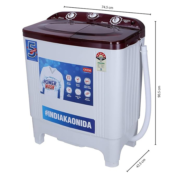 Buy Onida 6.5 kg 5 Star S65TR Red Semi Automatic Top Load Washing Machine - Vasanth & Co