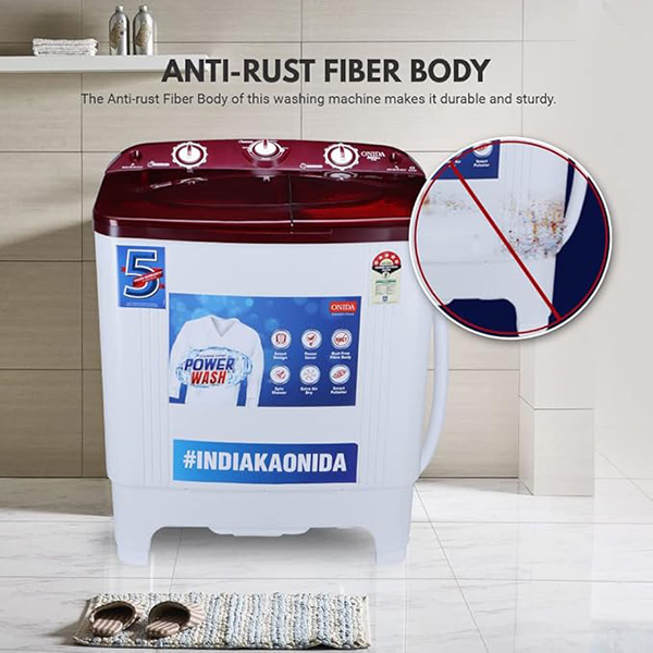 Buy Onida 6.5 kg 5 Star S65TR Red Semi Automatic Top Load Washing Machine - Vasanth & Co