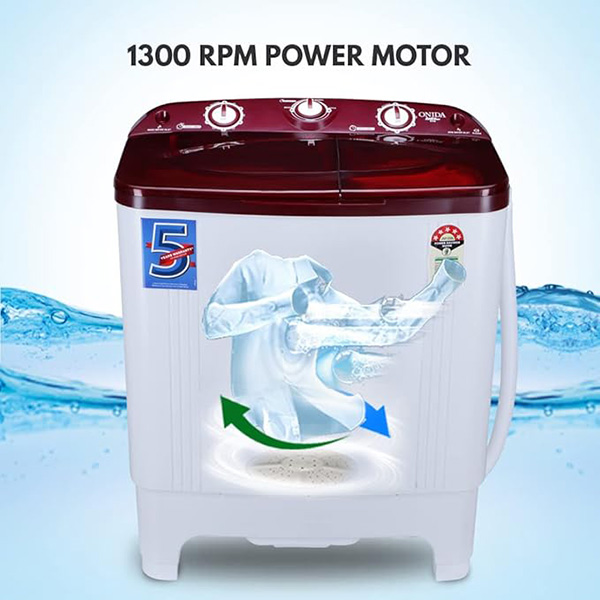 Buy Onida 6.5 kg 5 Star S65TR Red Semi Automatic Top Load Washing Machine - Vasanth & Co