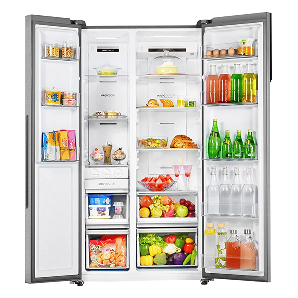 Buy Haier 602 L HRS-682SSU1 Shiny Steel Side By Side Frost Free Refrigerator - Vasanth & Co