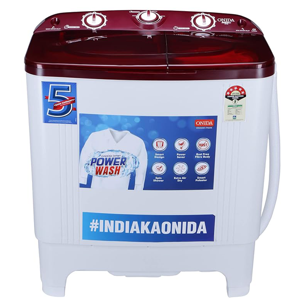 Buy Onida 6.5 kg 5 Star S65TR Red Semi Automatic Top Load Washing Machine - Vasanth & Co