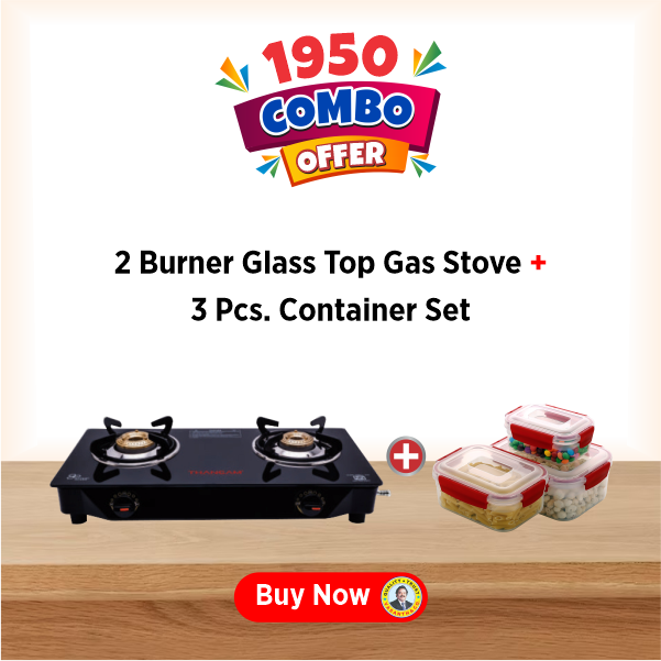 Buy Sowbaghya Compact 2B Glass Top Gas Stove - Vasanth & Co