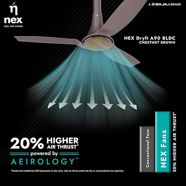 Buy Nex Dryft A90 BLDC 1200mm 5 Star Chestnut Ceiling fan - Vasanth & Co