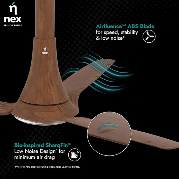 Buy Nex Dryft A90 5 Star 3 Blade BLDC Walnut Ceiling Fan - Vasanth & Co