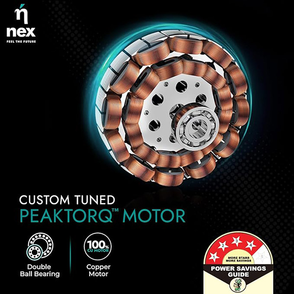 Buy Nex Glyde A50 4 Star 1200mm 3 Blade BLDC Granite Grey Ceiling Fan - Vasanth & Co