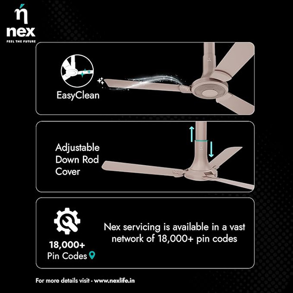 Buy NEX Glyde A40 2 Star 1200 mm Blush Premium Ceiling Fan - Vasanth & Co