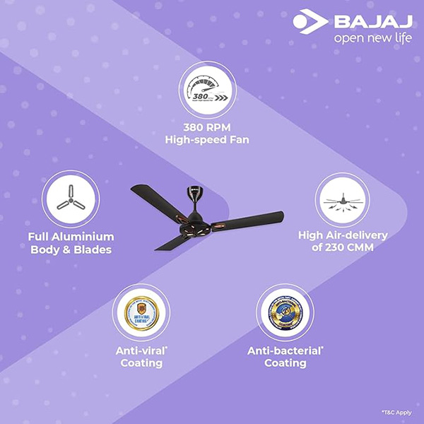 Bajaj Novella EE 1200 mm Elegant Brown Ceiling Fan - Home Appliances