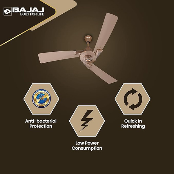 Bajaj Euro Prime EE 1200mm Brown & Bronze Ceiling Fan - Home Appliances