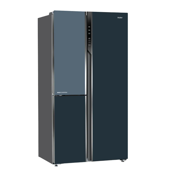 Buy Haier Vogue Series 598L Grey Onyx Glass 3 Door HRT-683GOGU1 Side By Side Refrigerator - Vasanth and Co