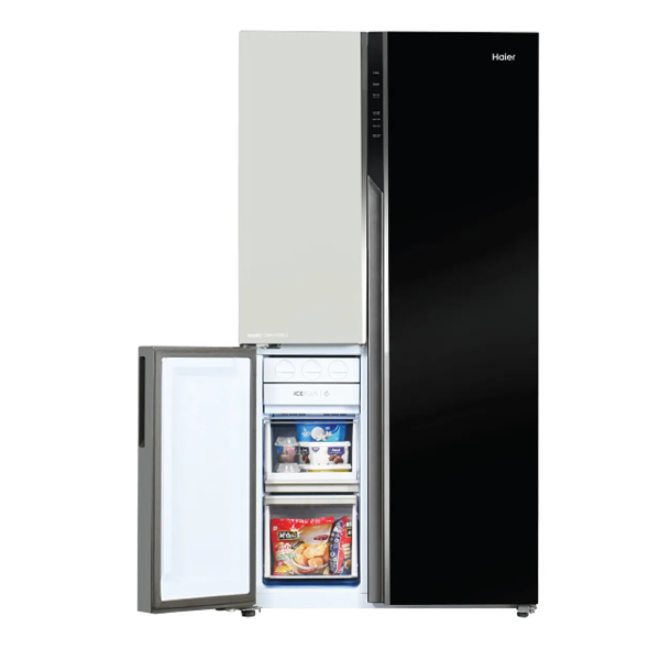 Buy Haier Vogue Series 598L Black White Glass HRT-683KWGU1 3 Door Side by Side Refrigerator - Vasanth and Co