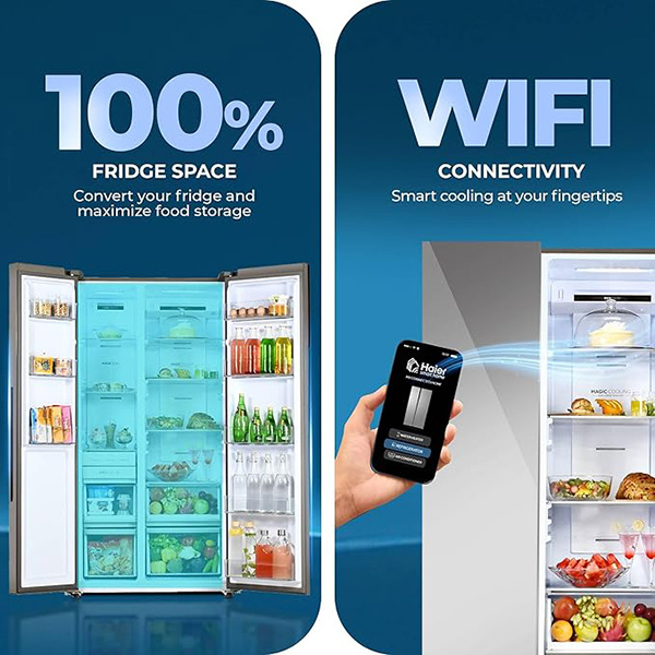 Buy Haier 596 L 3 Star HRS-682PMGU1 2-Door Side by Side Refrigerator Wi-Fi enabled with Inverter Technology - Vasanth and Co