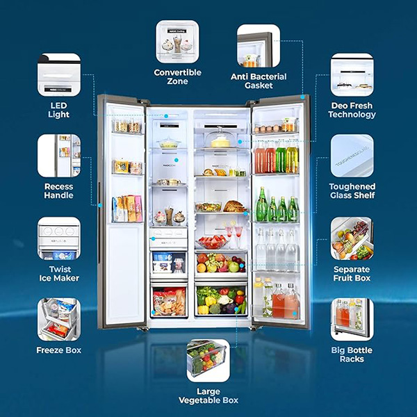 Buy Haier 596 L 3 Star HRS-682PMGU1 2-Door Side by Side Refrigerator Wi-Fi enabled with Inverter Technology - Vasanth and Co