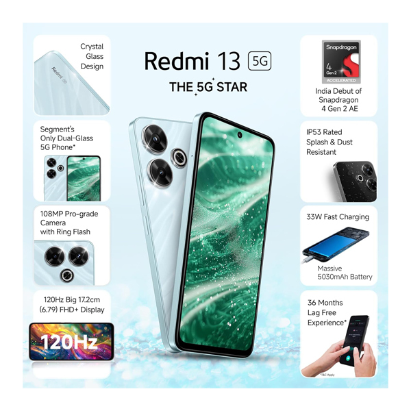 Buy Redmi 13 5G 6+128GB hawaiian blue Mobile - Vasanth & Co