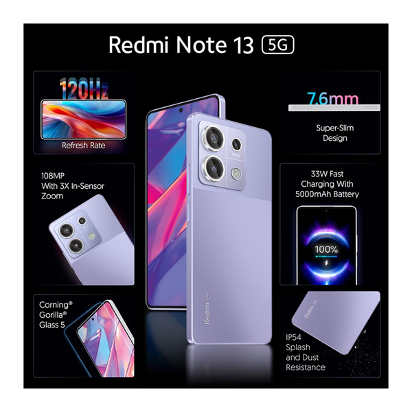 Buy Redmi Note 13 5G 6+128GB chrome purple Mobile - Vasanth & Co