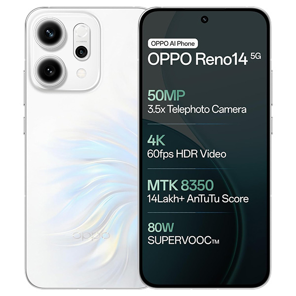 Buy Oppo Reno 14 5G 12GB 256GB Pearl White Mobile Phone – Vasanth & Co