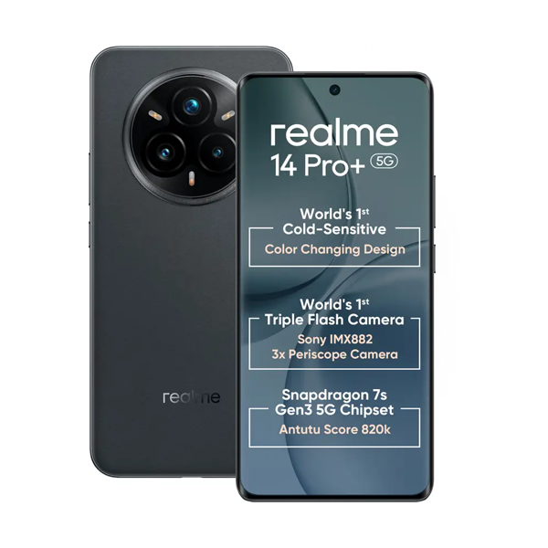 Buy Realme 14 Pro+ 5G 8GB 256GB Suede Grey Mobile Phone – Vasanth & Co