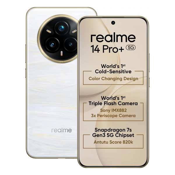 Buy Realme 14 Pro+ 5G 8GB 256GB Pearl White Mobile Phone – Vasanth & Co