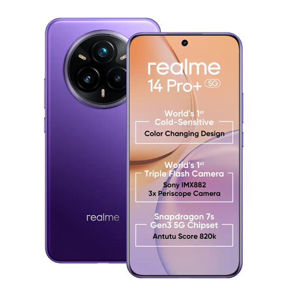 Buy Realme 14 Pro+ 5G 8GB 256GB Bikaner Purple Mobile Phone – Vasanth & Co