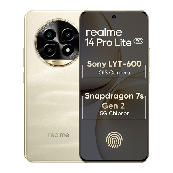 Buy Realme 14 Pro Lite 5G 8GB 128GB Glossy Gold Mobile Phone – Vasanth & Co