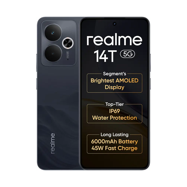 Buy Realme 14T 5G 8GB 128GB Obsidian Black Mobile Phone – Vasanth & Co