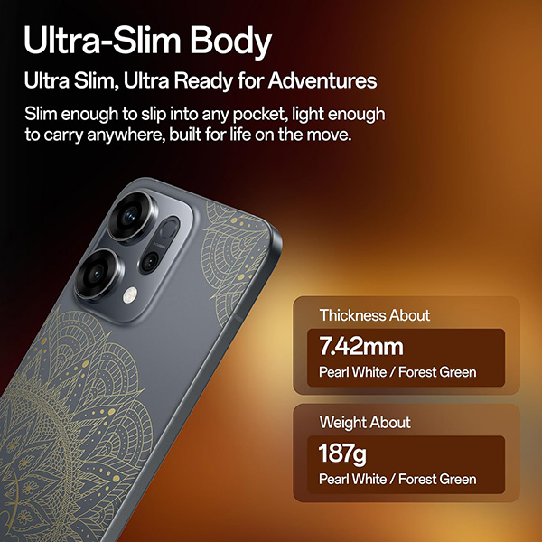 Buy Oppo Reno 14 5G 8GB 256GB Diwali Gold Mobile Phone - Vasanth & Co