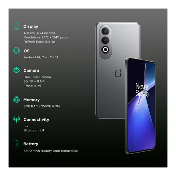 Buy OnePlus Nord CE4 (8 GB RAM + 256 GB) Dark Chrome Mobile Phone - Vasanth and Co
