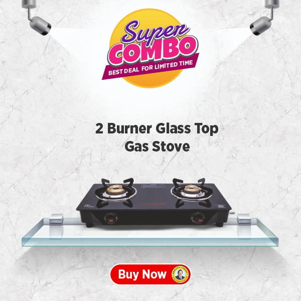 Buy Sowbaghya 2B Compact Glass Top Gas Stove - Vasanth & Co