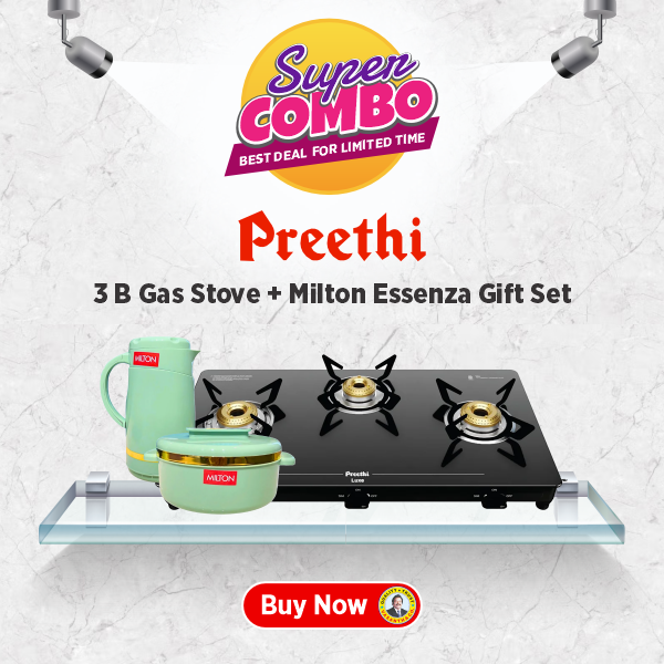 Buy Preethi GT Luxe 3B Gas Stove - Vasanth & Co