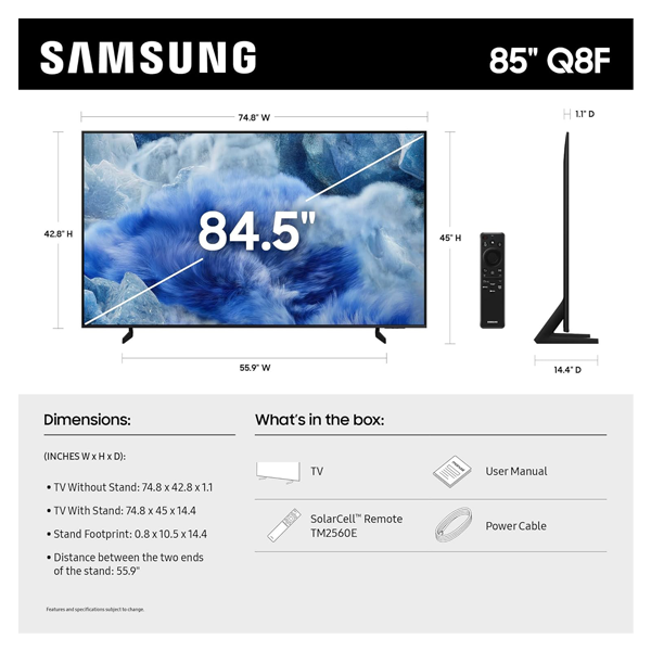 Buy Samsung 85-inch 2.16 m 85Q8F QLED 4K Vision AI Smart TV - Vasanth & Co