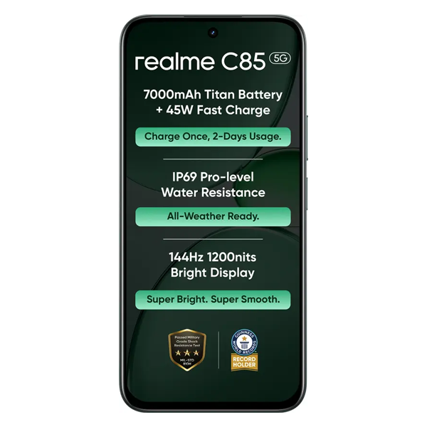 Buy Realme C85 5G 4GB 128GB Peacock Green Mobile Phone – Vasanth and Co