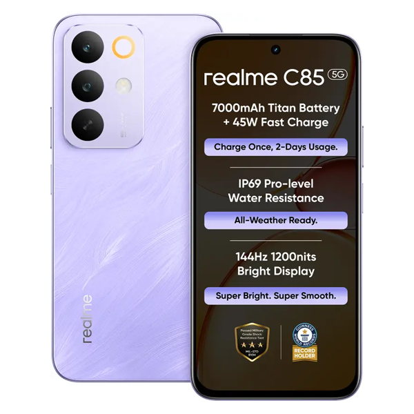 Buy Realme C85 5G 6GB 128GB Parrot Purple Mobile Phone – Vasanth and Co