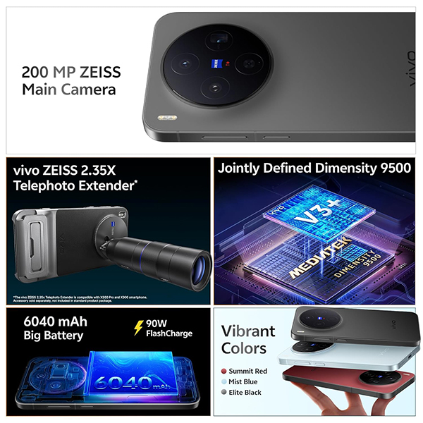 Vivo X300 16 GB RAM 512 GB Elite Black Mobile Phone – Vasanth and Co