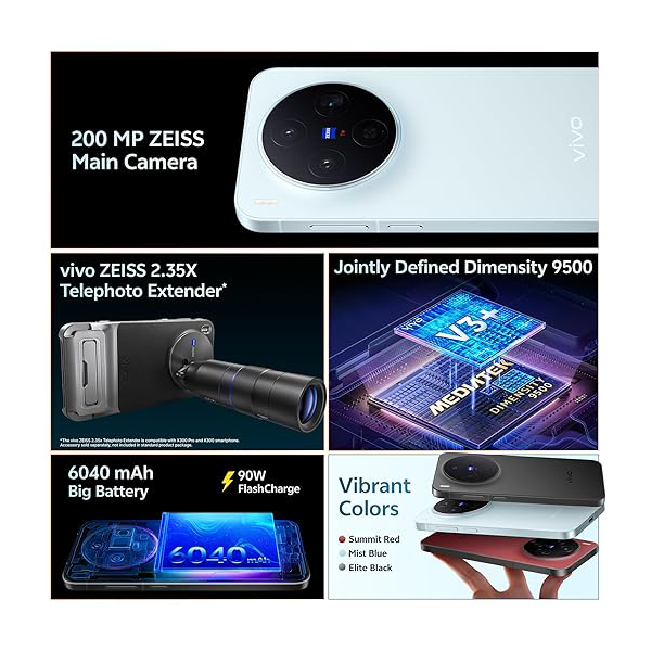 Vivo X300 16 GB RAM 512 GB Mist Blue Mobile Phone – Vasanth and Co