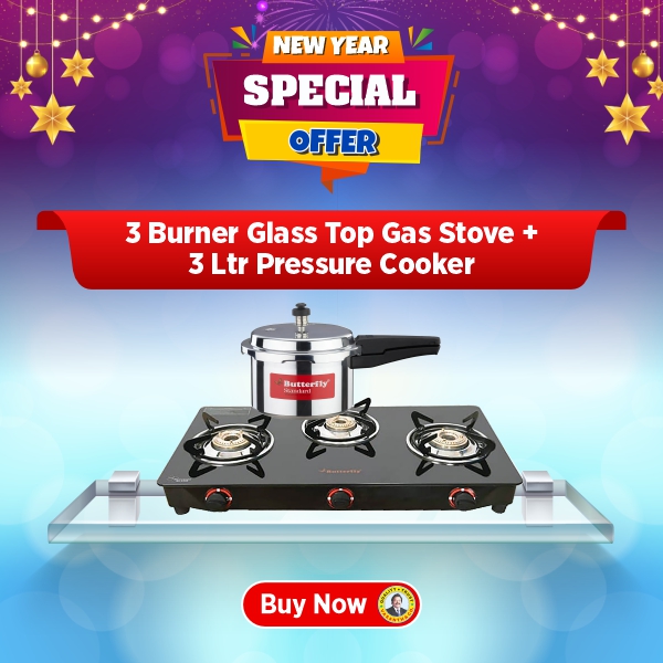Buy Butterfly Trio Glass 3 Burner Manual Gas Stove – Vasanth and Co