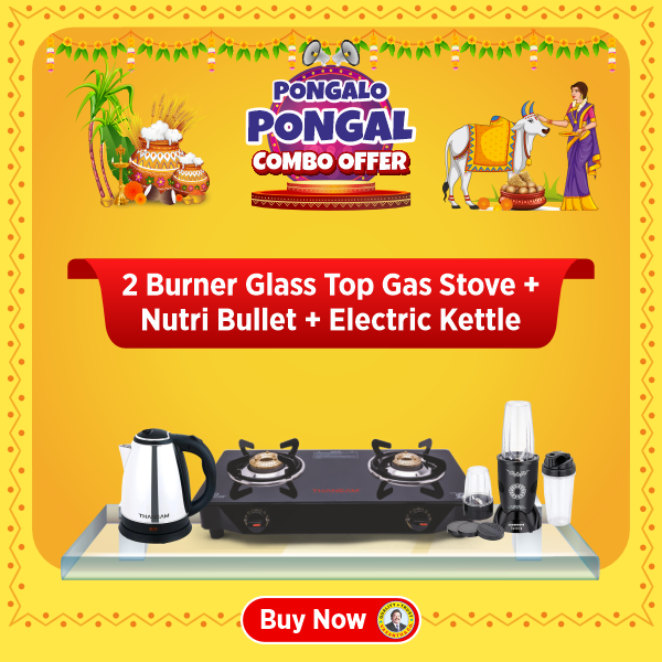 Thangam Prime 2 Burner Glasstop Gas Stove | Pongal Offer – Vasanth & Co