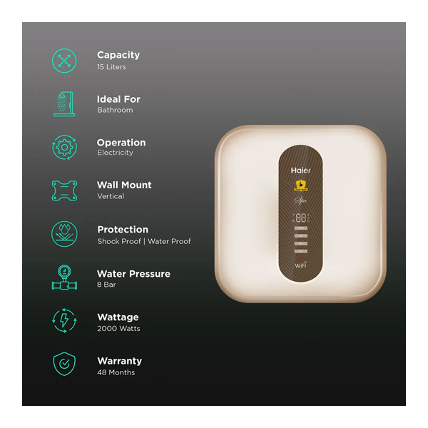 Buy Haier 15L 5 star ES15V-SD WIFI Square Water Heater with Smart Wifi – Vasanth and Co